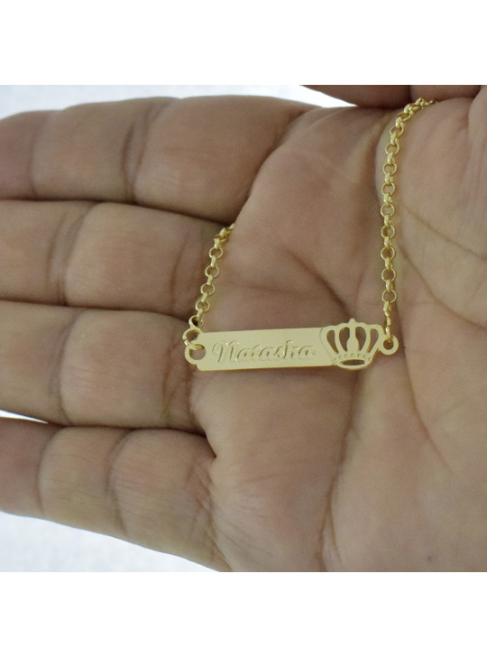 Pulseira Feminina Nome Natasha Banhada Ouro 18K -1080054