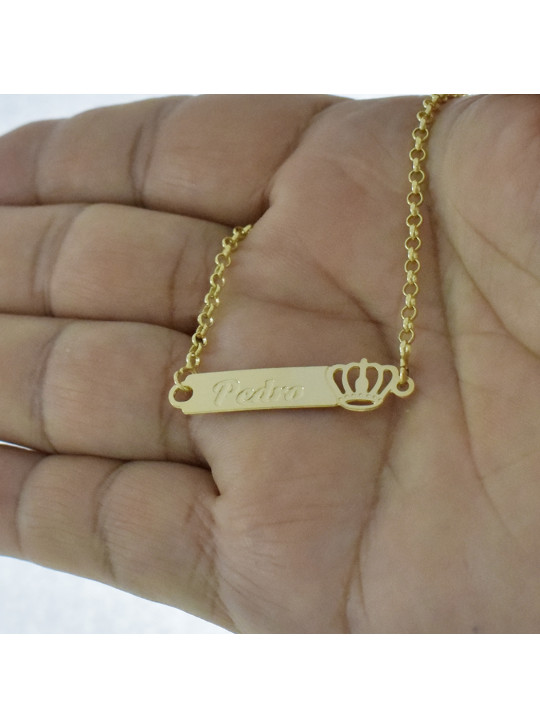 Pulseira Feminina Nome Pedro Banhada Ouro 18K -1080055