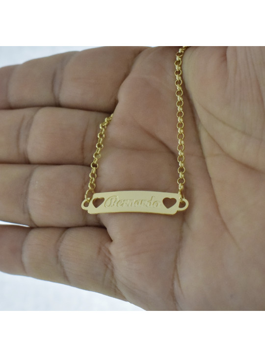 Pulseira Feminina Nome Bernardo Banhada Ouro 18K -1080057