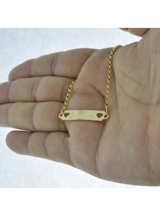 Pulseira Feminina Nome Jonathan Banhada Ouro 18K -1080058