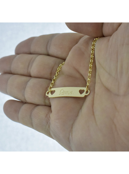 Pulseira Feminina Nome Luna Banhada Ouro 18K -1080059
