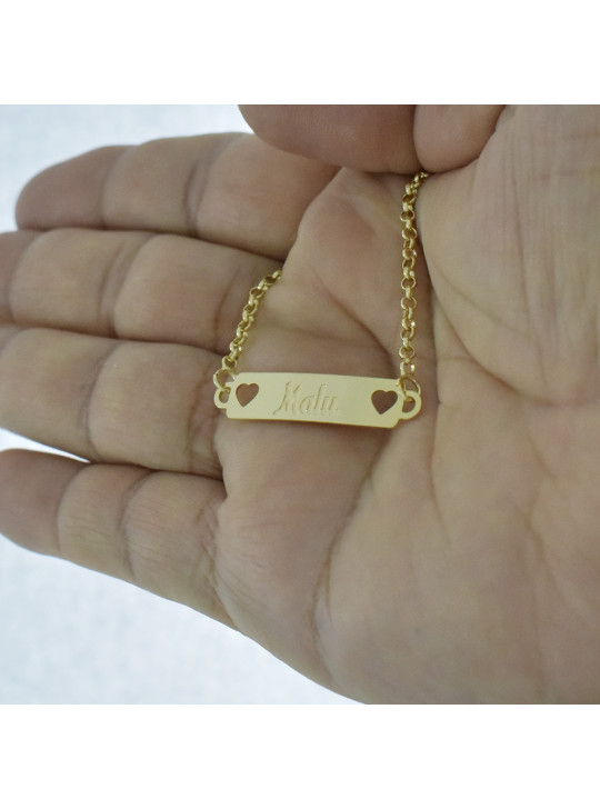 Pulseira Feminina Nome Malu Banhada Ouro 18K -1080060