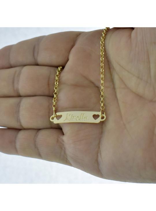 Pulseira Feminina Nome Mirella Banhada Ouro 18K -1080062