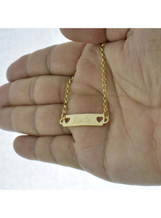 Pulseira Feminina Nome Murilo Banhada Ouro 18K -1080063
