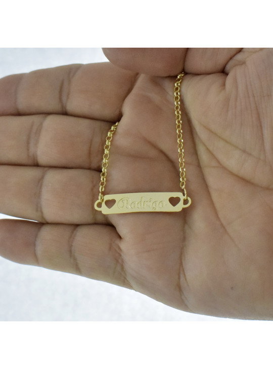 Pulseira Feminina Nome Rodrigo Banhada Ouro 18K -1080064