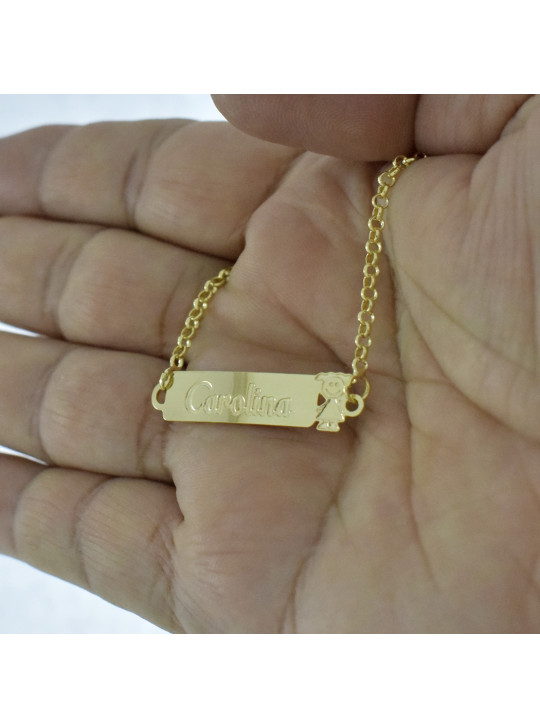 01 - Pulseira Feminina Nome Carolina Banhada Ouro 18K -1080066