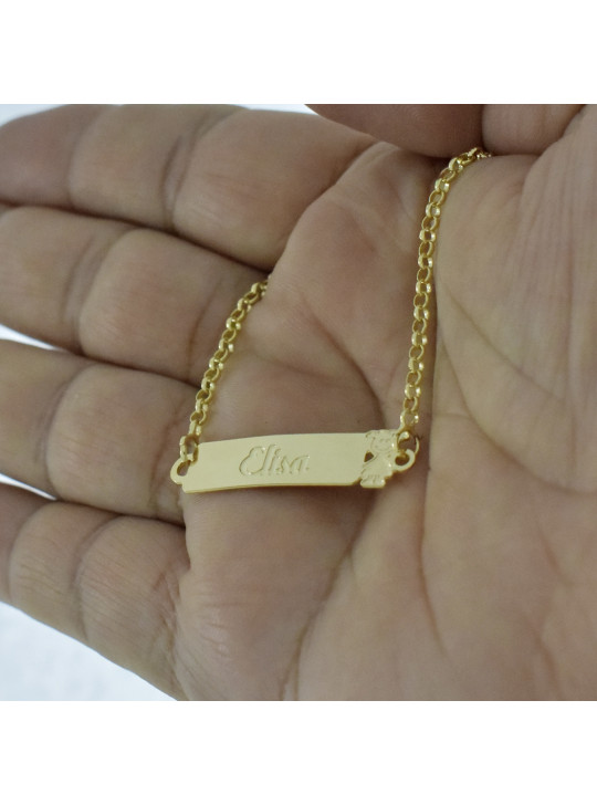 Pulseira Feminina Nome Elisa Banhada Ouro 18K -1080068