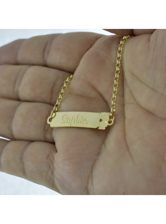 Pulseira Feminina Nome Sophie Banhada Ouro 18K -1080075