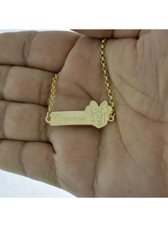 Pulseira Feminina Nome Antonella Banhada Ouro 18K -1080077