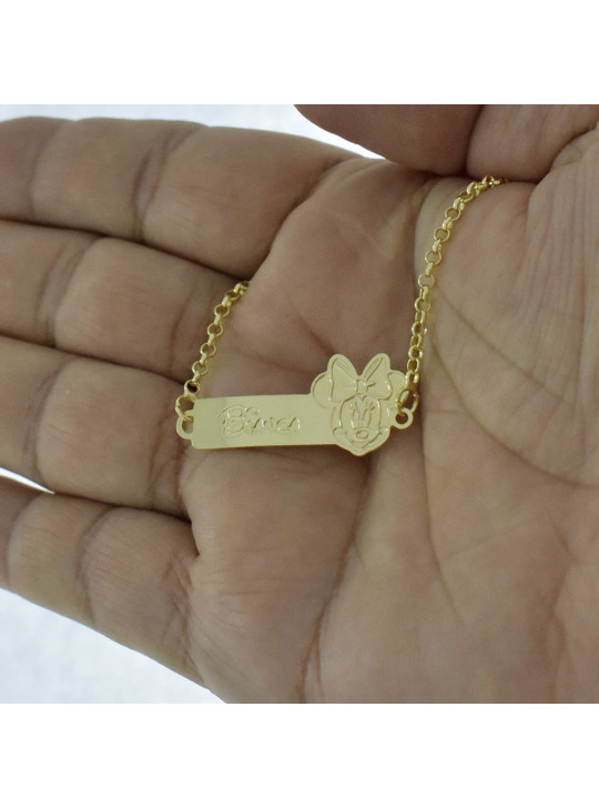 Pulseira Feminina Nome Bianca Banhada Ouro 18K -1080078