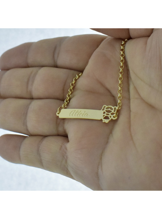 Pulseira Feminina Nome Alícia Banhada Ouro 18K -1080085
