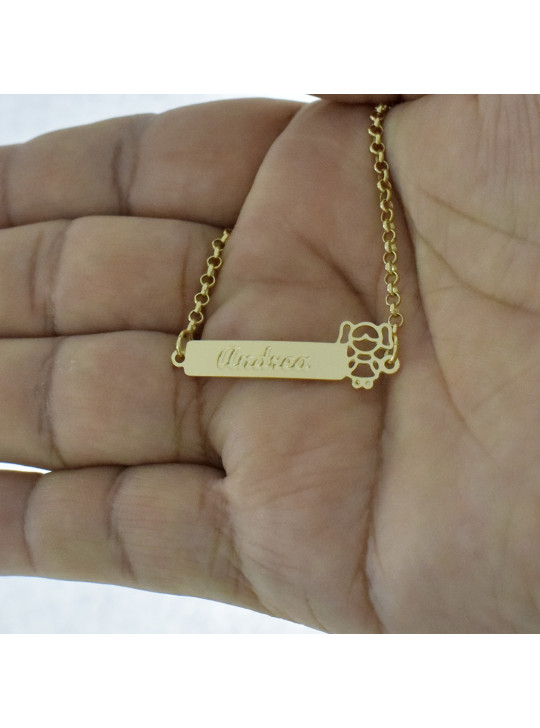 Pulseira Feminina Nome Andrea Banhada Ouro 18K -1080087