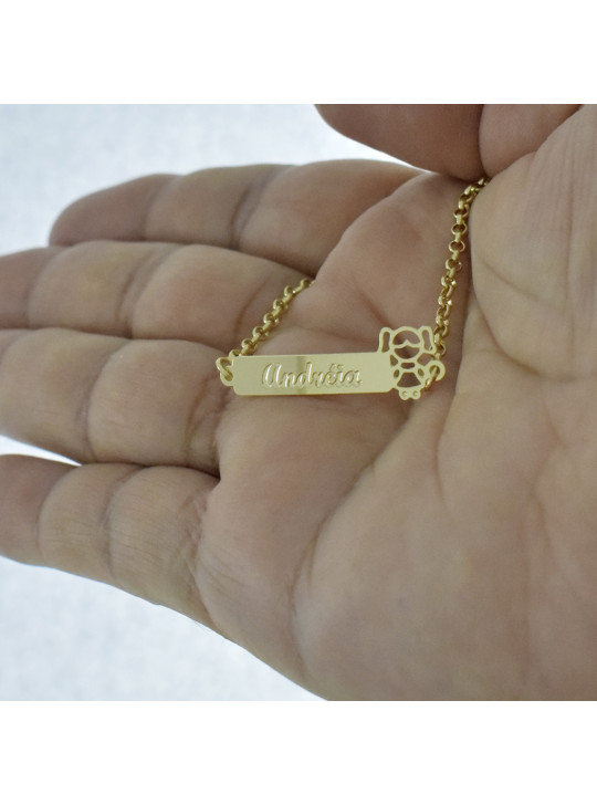 Pulseira Feminina Nome Andréia Banhada Ouro 18K -1080088