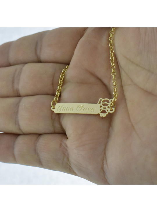 Pulseira Feminina Nome Anna Clara Banhada Ouro 18K -1080089
