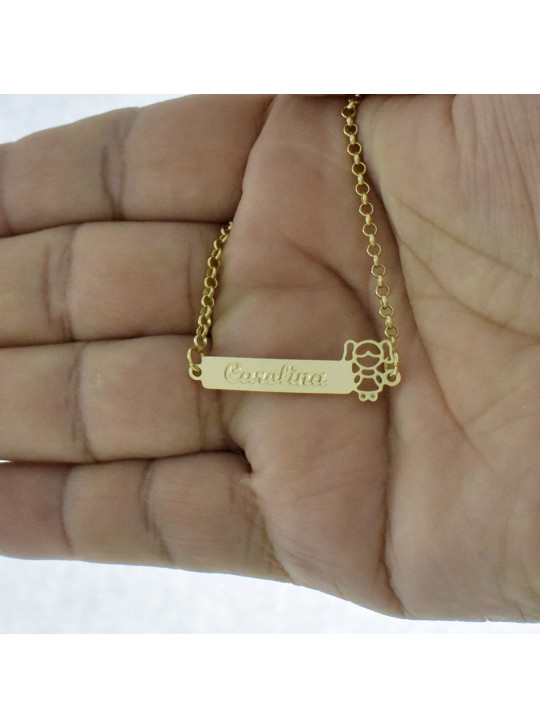Pulseira Feminina Nome Carolina Banhada Ouro 18K -1080091