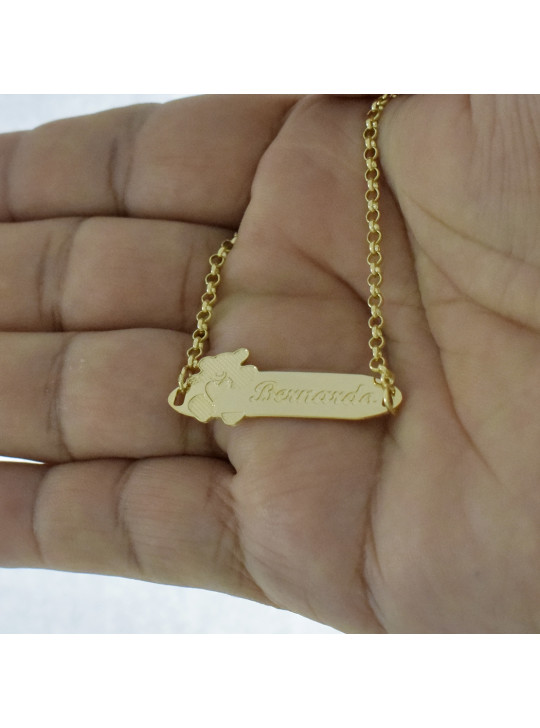 Pulseira Feminina Nome Bernardo Banhada Ouro 18K -1080095f