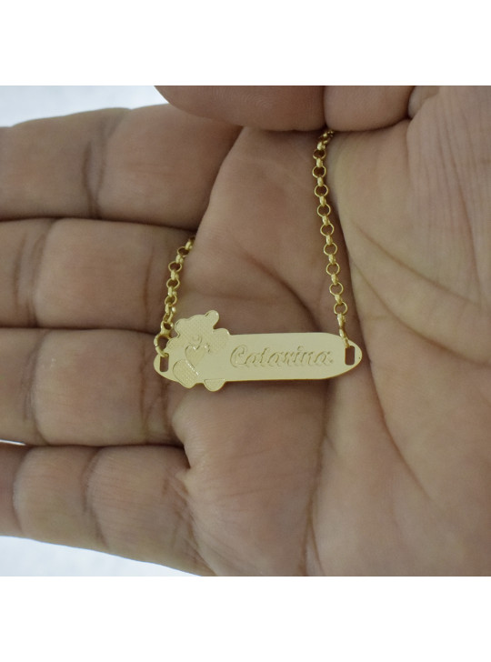 Pulseira Feminina Nome Catarina Banhada Ouro 18K -1080098