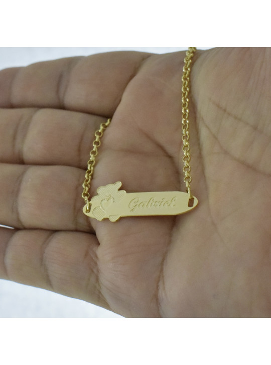Pulseira Feminina Nome Gabriel Banhada Ouro 18K -1080099