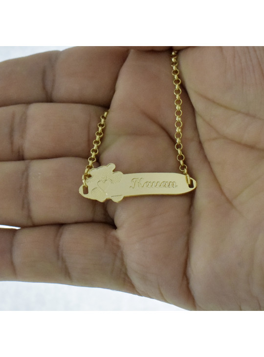 Pulseira Feminina Nome Kauan Banhada Ouro 18K -1080101
