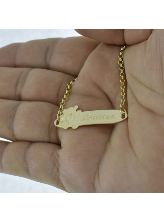 Pulseira Feminina Nome Lorenzo Banhada Ouro 18K -1080103