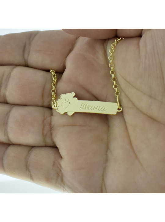 Pulseira Feminina Nome Bruna Banhada Ouro 18K -1080107