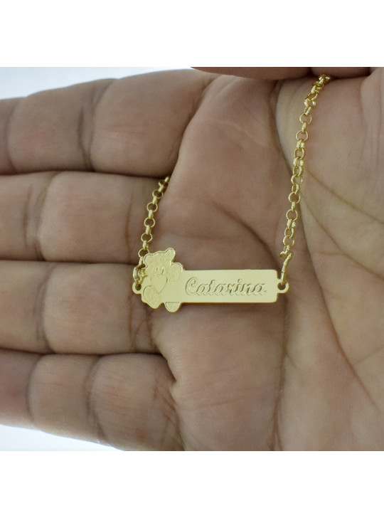 Pulseira Feminina Nome Catarina Banhada Ouro 18K -1080108