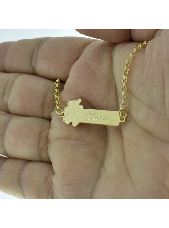 Pulseira Feminina Nome Clara Banhada Ouro 18K -1080109