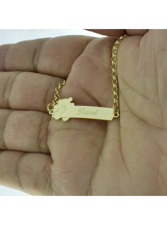 Pulseira Feminina Nome Davi Banhada Ouro 18K -1080110
