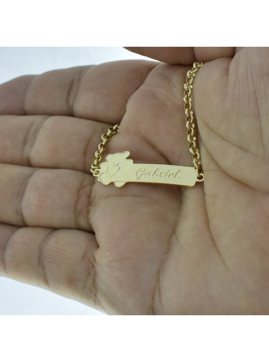 Pulseira Feminina Nome Gabriel Banhada Ouro 18K -1080115