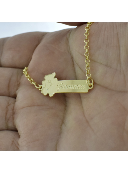 Pulseira Feminina Nome Giovanna Banhada Ouro 18K -1080116