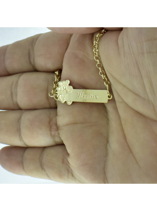 Pulseira Feminina Nome Heitor Banhada Ouro 18K -1080117