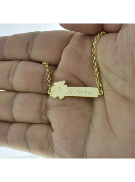 Pulseira Feminina Nome Heloísa Banhada Ouro 18K -1080118