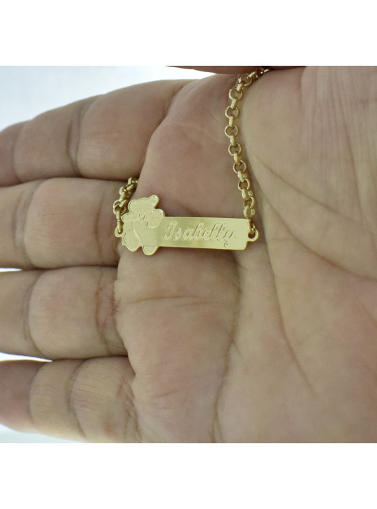 Pulseira Feminina Nome Isabelly Banhada Ouro 18K -1080119