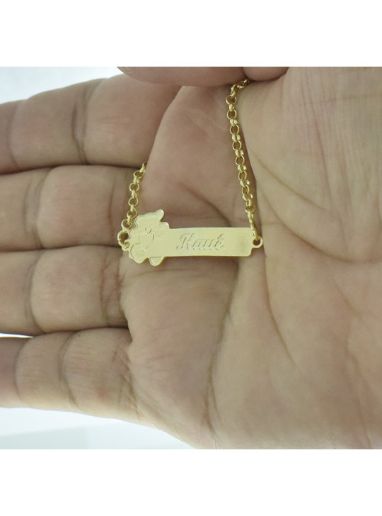 Pulseira Feminina Nome Kauê Banhada Ouro 18K -1080121