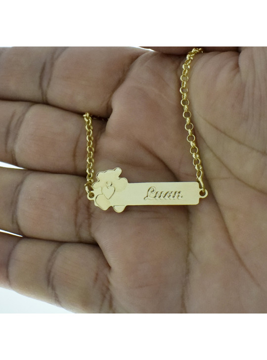 Pulseira Feminina Nome Luan Banhada Ouro 18K -1080124