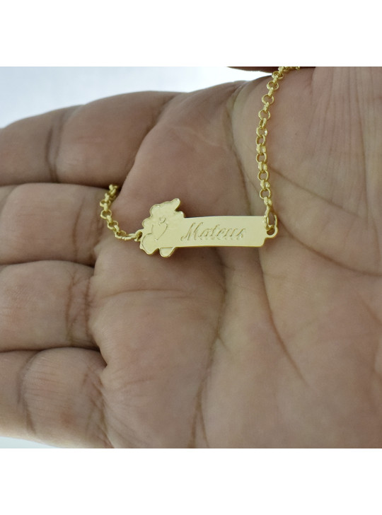 Pulseira Feminina Nome Mateus Banhada Ouro 18K -1080128