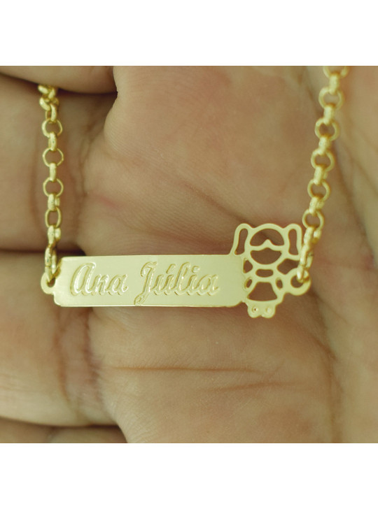 Pulseira Feminina Nome Ana Júlia Banhada Ouro 18k - 1080146