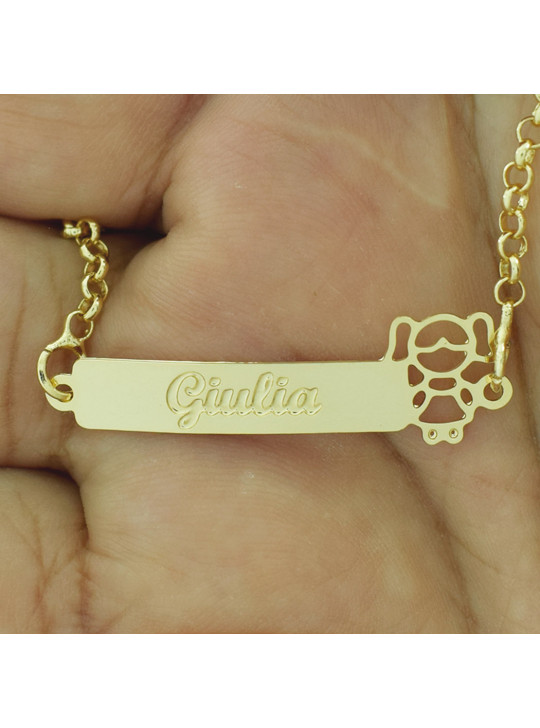 Pulseira Feminina Nome Giulia Banhada Ouro 18k - 1080152