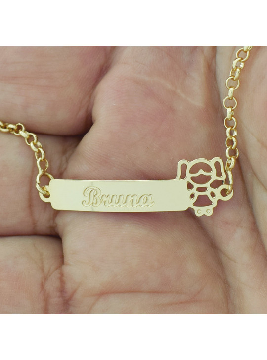 Pulseira Feminina Nome Bruna Banhada Ouro 18k - 1080153