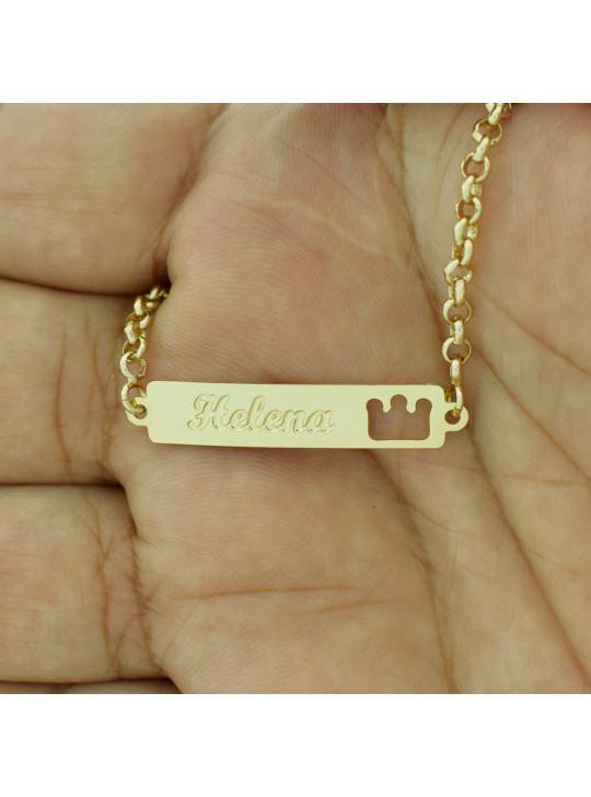Pulseira Feminina Nome Helena Banhada Ouro 18K - 1080154