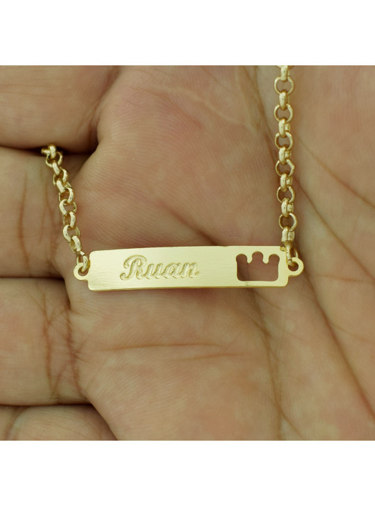 Pulseira Feminina Nome Ruan Banhada Ouro 18K - 1080155