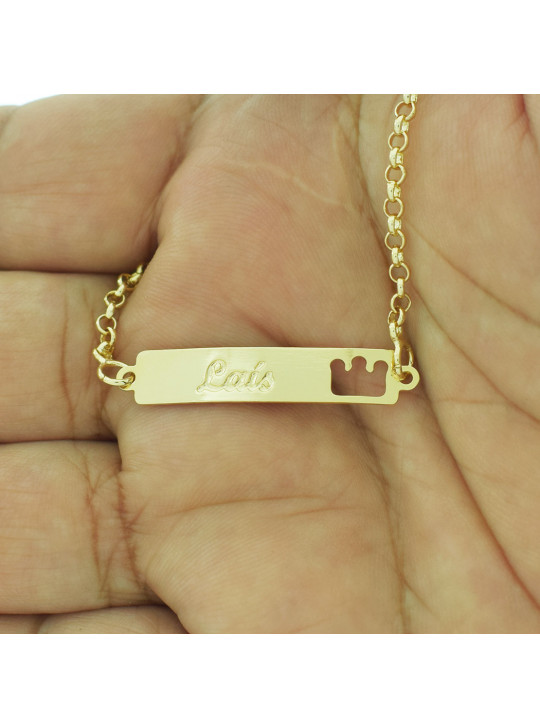 Pulseira Feminina Nome Laís Banhada Ouro 18K - 1080166