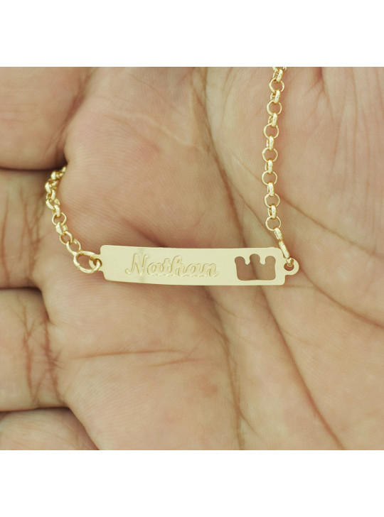 Pulseira Feminina Nome Nathan Banhada Ouro 18K - 1080171