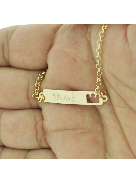Pulseira Feminina Nome Victor Banhada Ouro 18K - 1080172