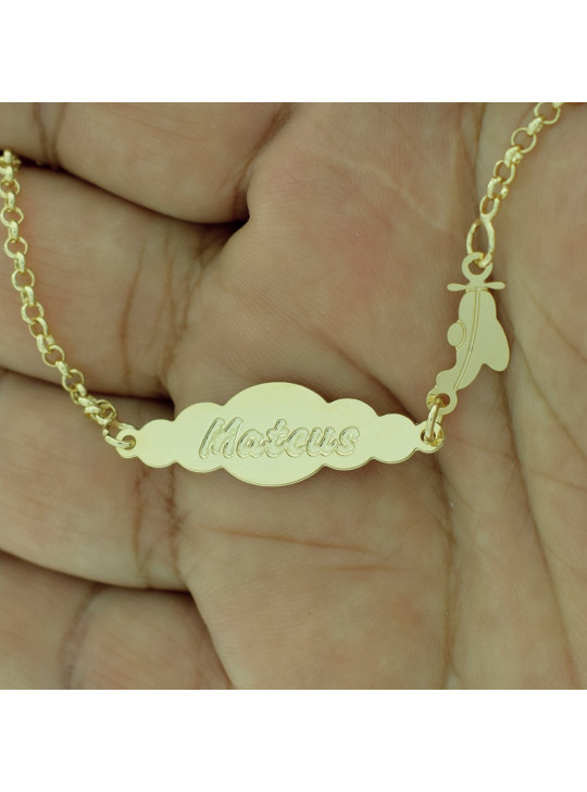 Pulseira Feminina Nome Mateus Banhada Ouro 18K - 1080174