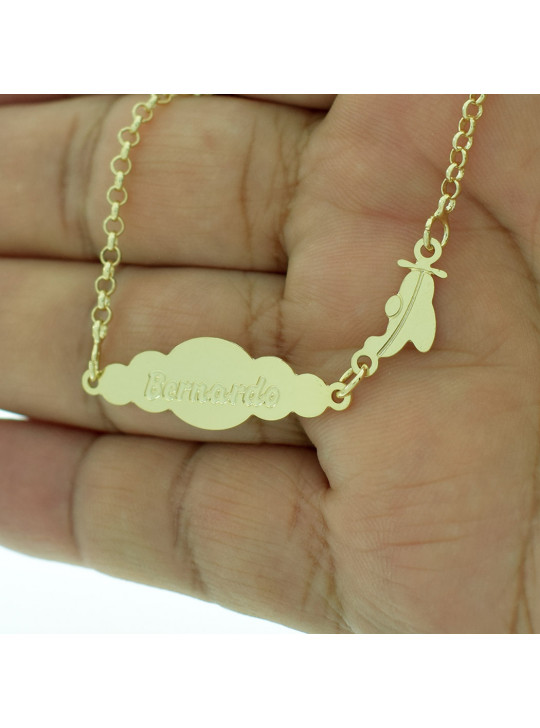 Pulseira Feminina Nome Bernardo Banhada Ouro 18K - 1080180