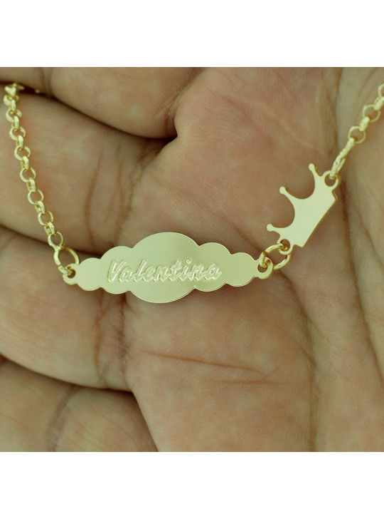 Pulseira Feminina Nome Valentina Banhada Ouro 18K - 1080187