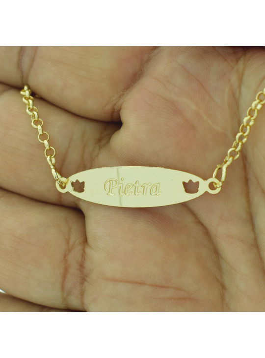 Pulseira Feminina Nome Pietra Banhada Ouro 18K - 1080195