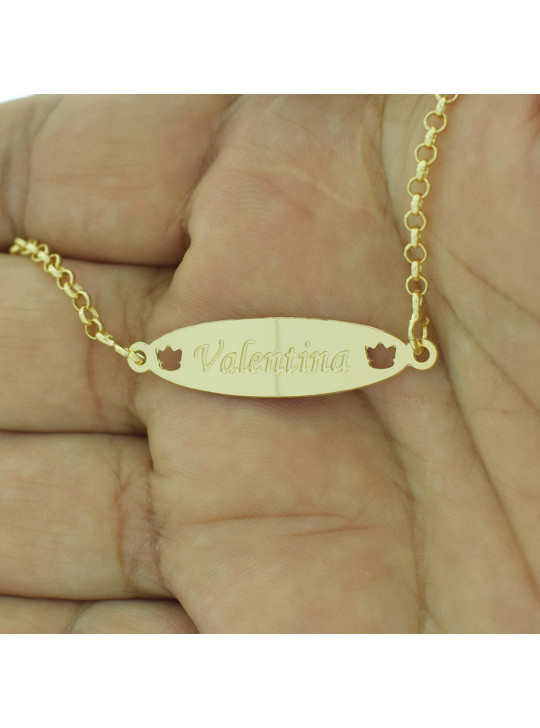 Pulseira Feminina Nome Valentina Banhada Ouro 18K - 1080197