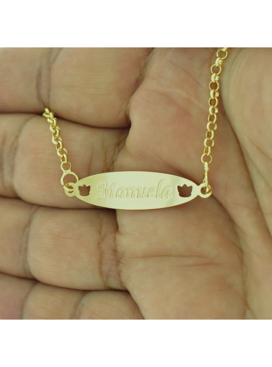 Pulseira Feminina Nome Manuela Banhada Ouro 18K - 1080198